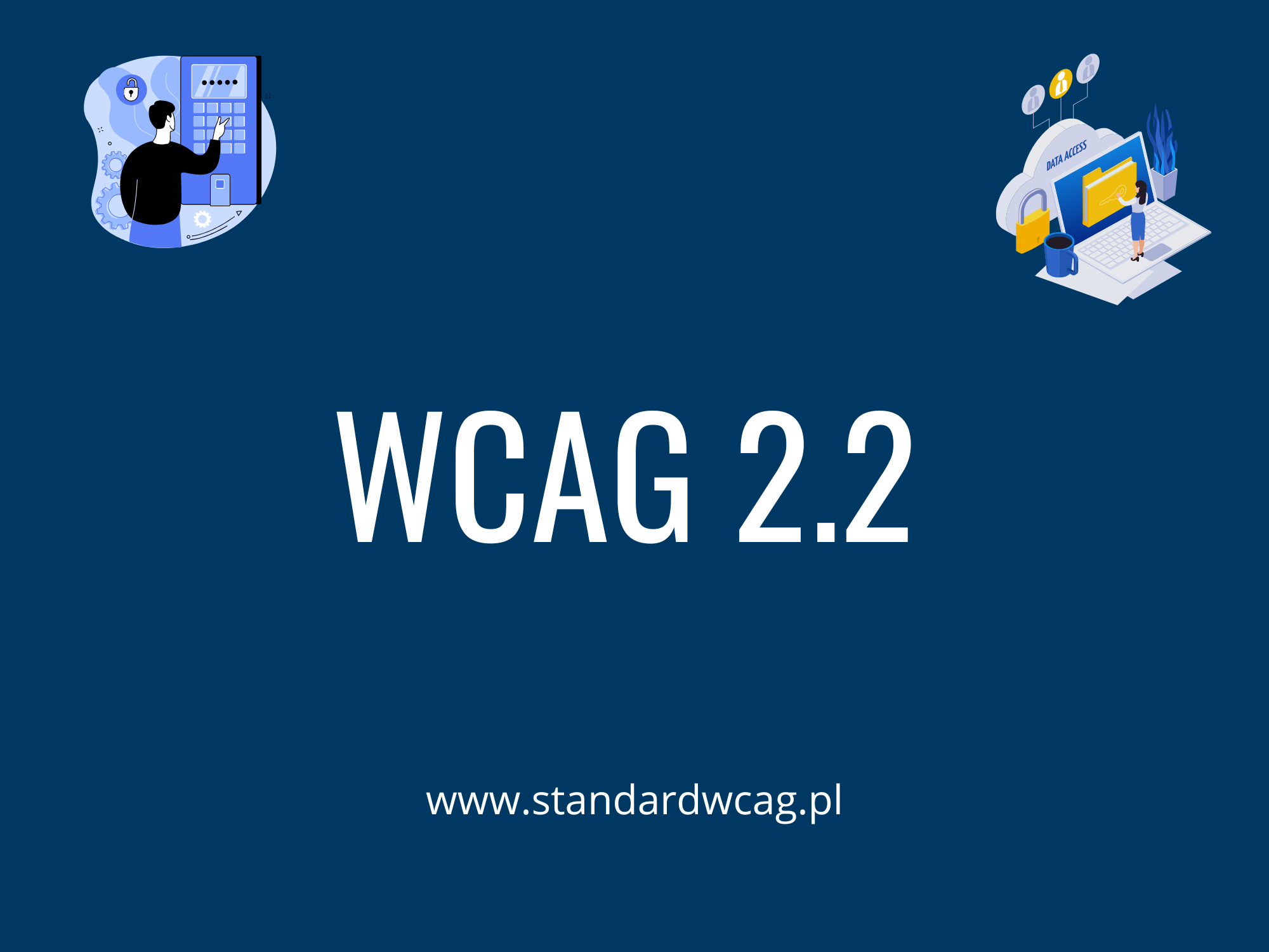 Ilustracja dekoracyjna przedstawia napis WCAG 2.2