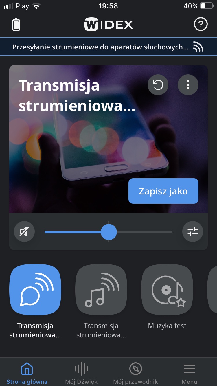 Ilustracja przedstawia program dobrego samopoczucia i relaksu słuchania muzyki w Widex Moment.